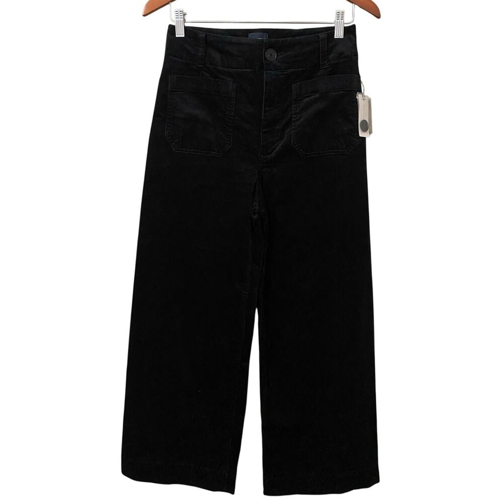 Maeve Anthropologie The Colette Pant US 27 Wide Leg Crop Black Corduroy NEW - Picture 5 of 15